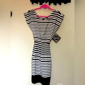 BeBop, black and white, striped dress. Size Medium.